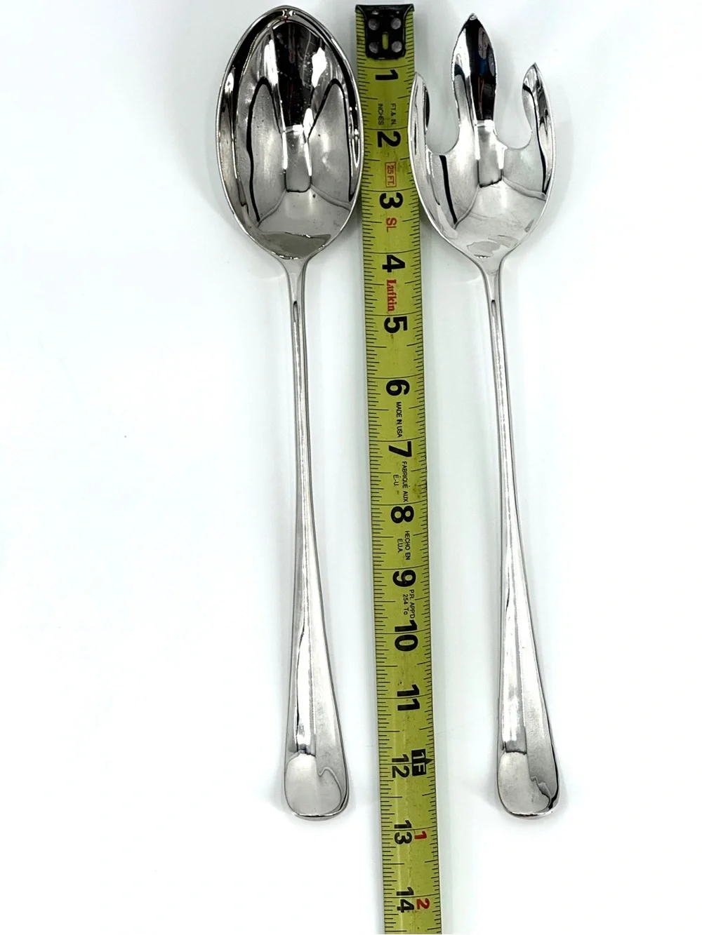 VTG International Silver Co Silverplate Queen Ann 13” Fork/Spoon Server Set